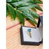 925 Sterling Silver Gold Plated Blue Topaz Ring Size 8