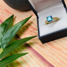 925 Sterling Silver Gold Plated Blue Topaz Ring Size 8