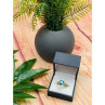 925 Sterling Silver Gold Plated Blue Topaz Ring Size 8