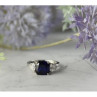 925 Sterling Silver Sapphire & CZ Ring Size 6.5