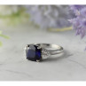 925 Sterling Silver Sapphire & CZ Ring Size 6.5