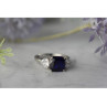 925 Sterling Silver Sapphire & CZ Ring Size 6.5