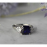925 Sterling Silver Sapphire & CZ Ring Size 6.5