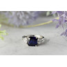 925 Sterling Silver Sapphire & CZ Ring Size 6.5