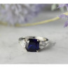925 Sterling Silver Sapphire & CZ Ring Size 6.5