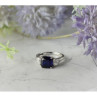 925 Sterling Silver Sapphire & CZ Ring Size 6.5