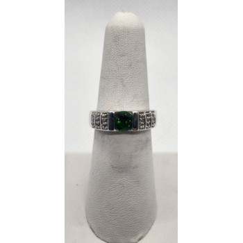 925 Sterling Silver Peridot Tourmaline Ring Size 7