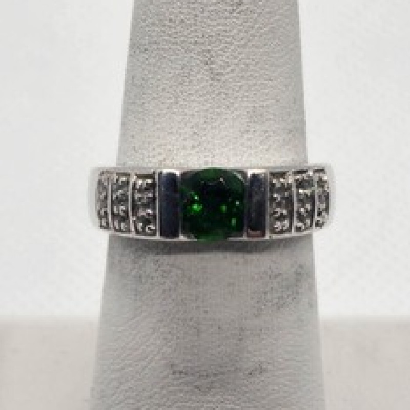 925 Sterling Silver Peridot Tourmaline Ring Size 7