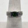 925 Sterling Silver Peridot Tourmaline Ring Size 7