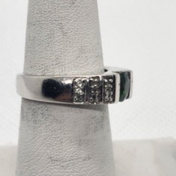 925 Sterling Silver Peridot Tourmaline Ring Size 7