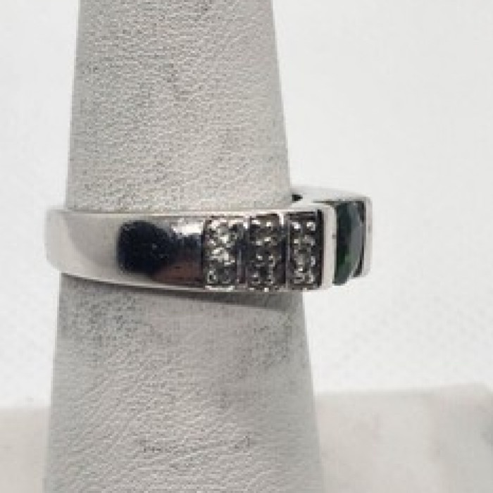925 Sterling Silver Peridot Tourmaline Ring Size 7