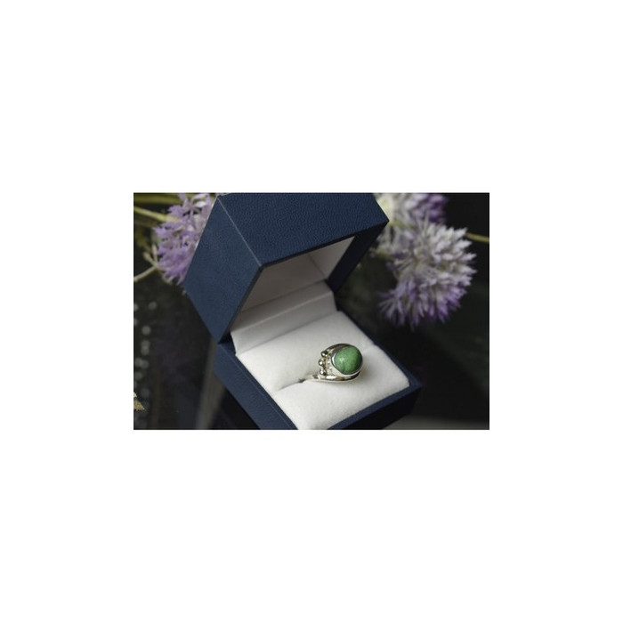 925 Sterling Silver Green Turquoise Ring Size 7.5 Mexico