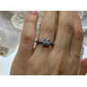 925 Sterling Silver Aquamarine & CZ Ring Size 6.5