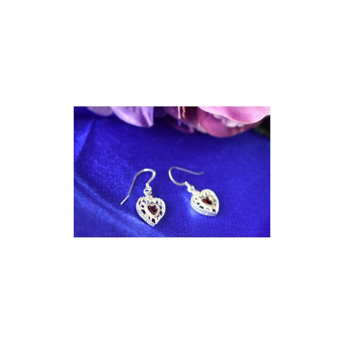 925 Sterling Silver Garnet 