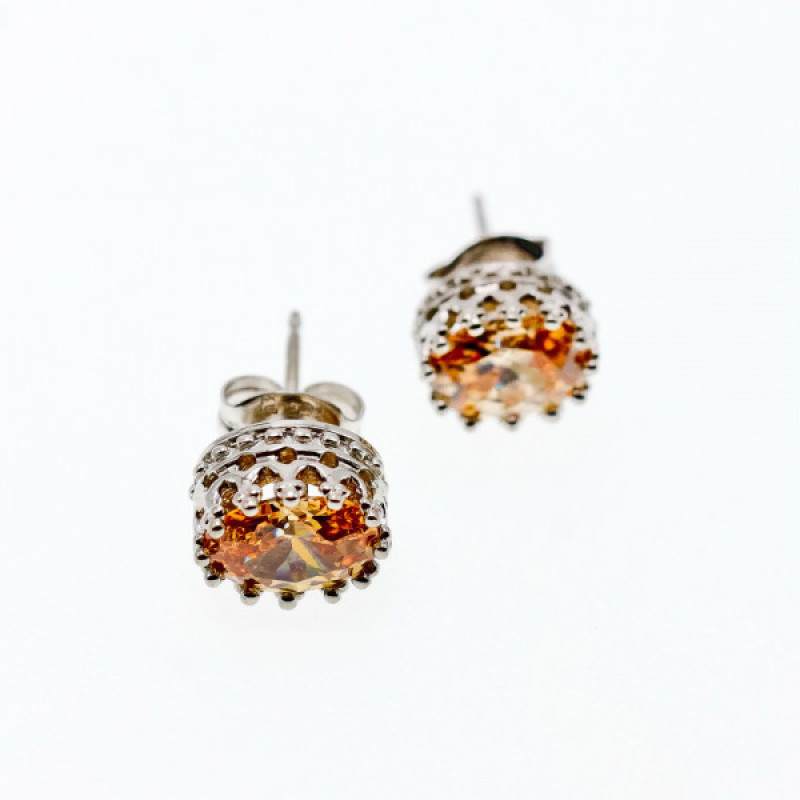 925 Sterling Silver Citrine Stud Earrings