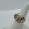925 Sterling Silver Rose Quartz & Beryl Ring Size 8