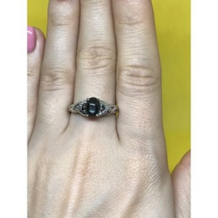 925 Sterling Silver Black Nephrite ( Jade ) Ring Size 9