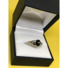 925 Sterling Silver Black Nephrite ( Jade ) Ring Size 9