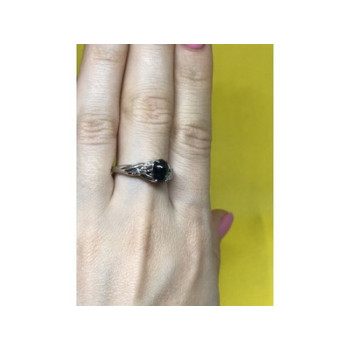 925 Sterling Silver Black Nephrite ( Jade ) Ring Size 9