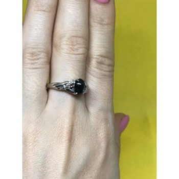 925 Sterling Silver Black Nephrite ( Jade ) Ring Size 9
