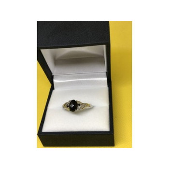 925 Sterling Silver Black Nephrite ( Jade ) Ring Size 9