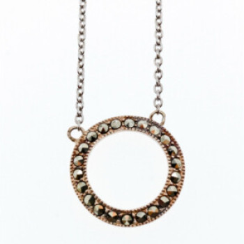 925 Sterling Silver Marcasites Pendant Necklace