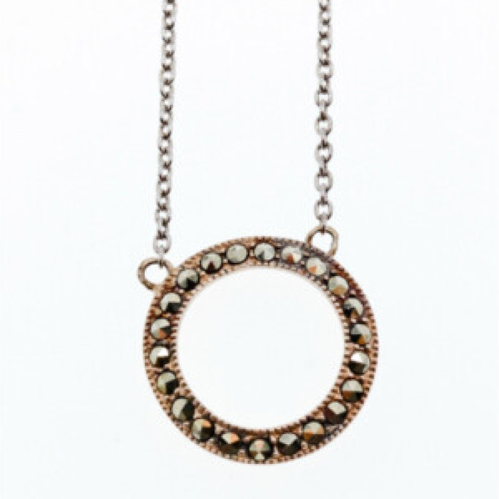 925 Sterling Silver Marcasites Pendant Necklace