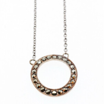 925 Sterling Silver Marcasites Pendant Necklace