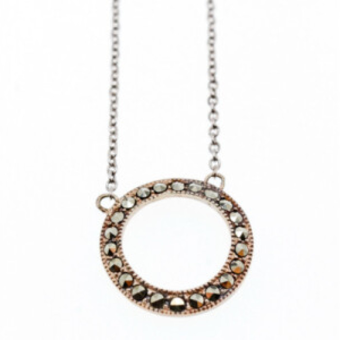 925 Sterling Silver Marcasites Pendant Necklace