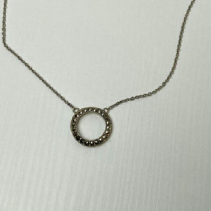 925 Sterling Silver Marcasites Pendant Necklace
