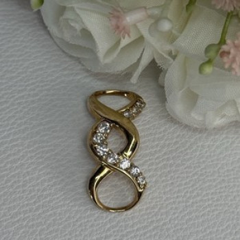 925 Sterling Silver Gold Plated CZ Pendant Length 1.20 Inch