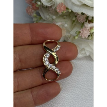 925 Sterling Silver Gold Plated CZ Pendant Length 1.20 Inch