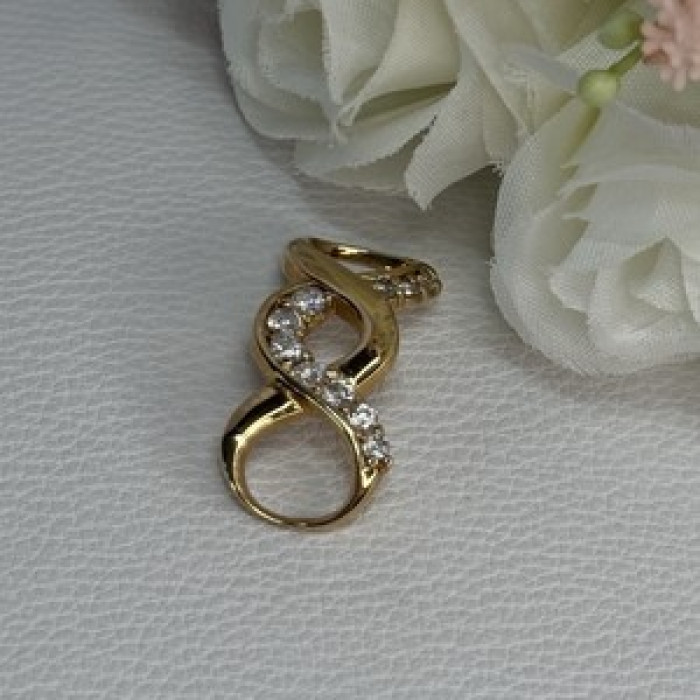 925 Sterling Silver Gold Plated CZ Pendant Length 1.20 Inch
