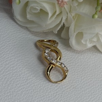 925 Sterling Silver Gold Plated CZ Pendant Length 1.20 Inch