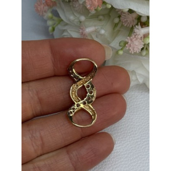 925 Sterling Silver Gold Plated CZ Pendant Length 1.20 Inch