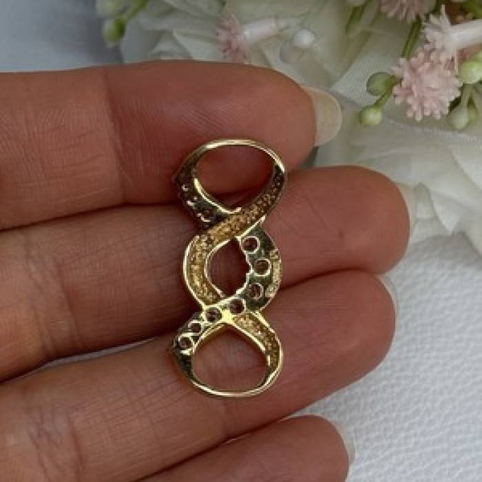 925 Sterling Silver Gold Plated CZ Pendant Length 1.20 Inch