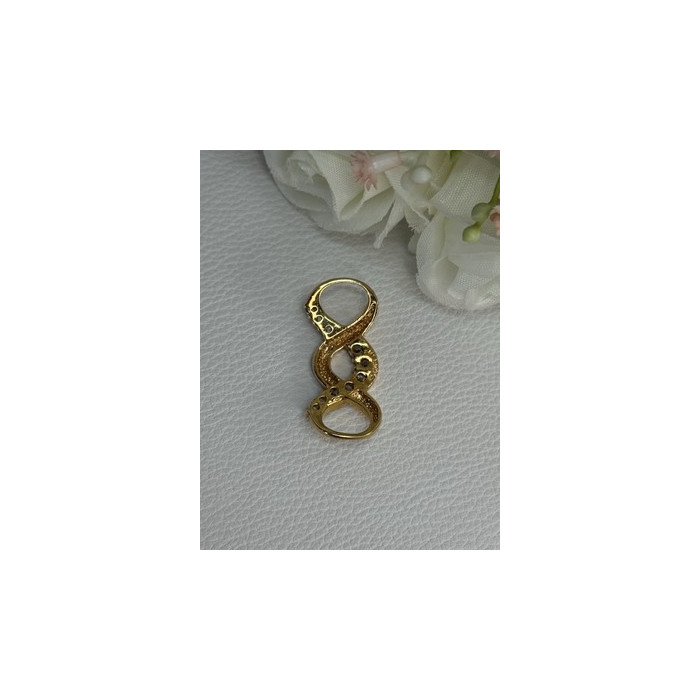 925 Sterling Silver Gold Plated CZ Pendant Length 1.20 Inch