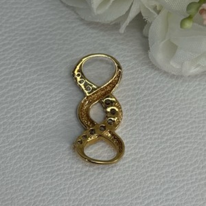 925 Sterling Silver Gold Plated CZ Pendant Length 1.20 Inch