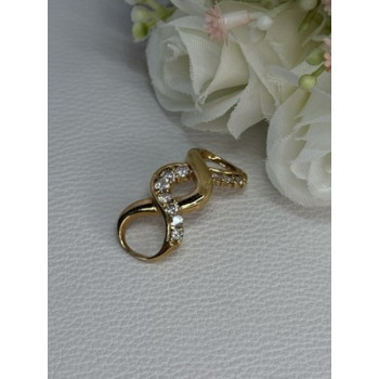 925 Sterling Silver Gold Plated CZ Pendant Length 1.20 Inch