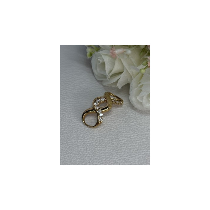 925 Sterling Silver Gold Plated CZ Pendant Length 1.20 Inch