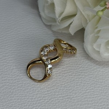 925 Sterling Silver Gold Plated CZ Pendant Length 1.20 Inch