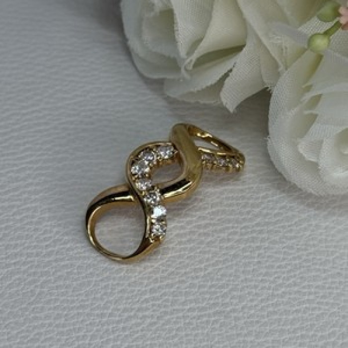 925 Sterling Silver Gold Plated CZ Pendant Length 1.20 Inch