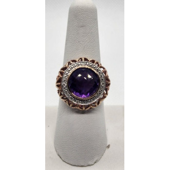 925 Sterling Silver Amethyst Ring Size 7.5