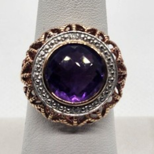 925 Sterling Silver Amethyst Ring Size 7.5