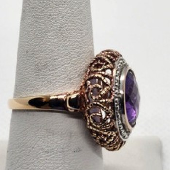 925 Sterling Silver Amethyst Ring Size 7.5