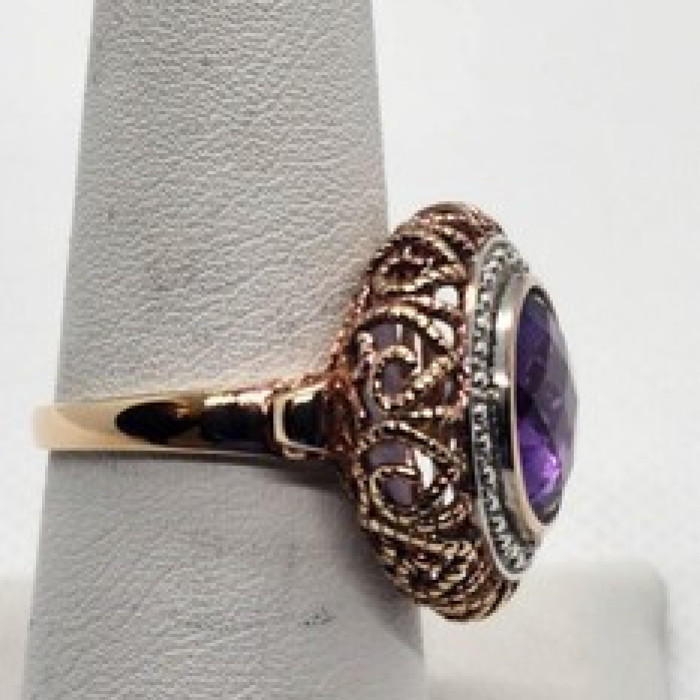 925 Sterling Silver Amethyst Ring Size 7.5