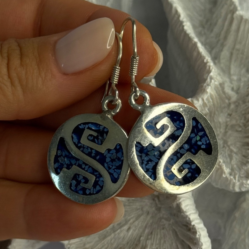 Vintage 925 Sterling Silver Turquoise Earrings Length 1.70 Inch
