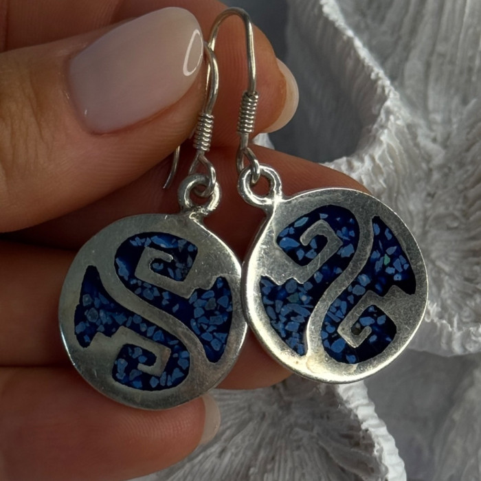 Vintage 925 Sterling Silver Turquoise Earrings Length 1.70 Inch