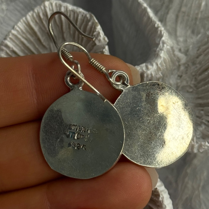 Vintage 925 Sterling Silver Turquoise Earrings Length 1.70 Inch