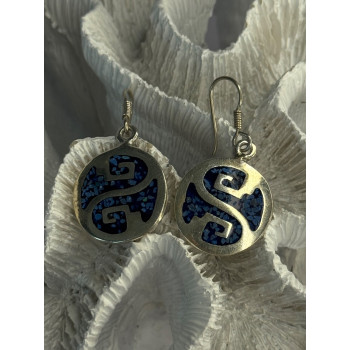 Vintage 925 Sterling Silver Turquoise Earrings Length 1.70 Inch